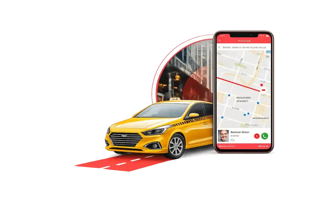Online taxi booking application with mobile tracking and ride reservation.