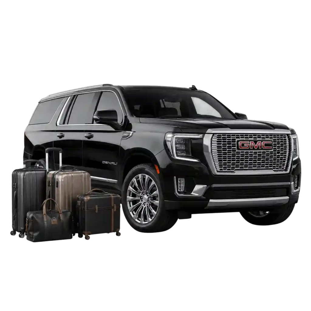 Spacious black SUV with luggage for Bahrain to Dammam taxi travel .