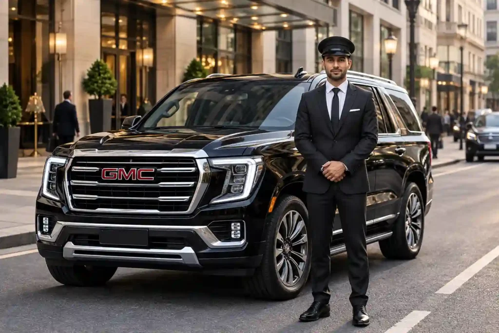 GMC SUV with professional chauffeur for comfortable travel.